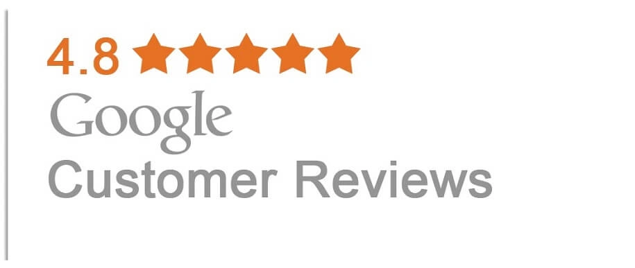Google Customer Reviews member badge showing a 4.8 star rating displayed on a seller's website