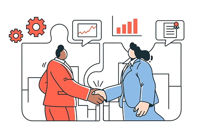 Marketers analyzing charts and presenting data, illustrating the process of evaluating your own business benefits before targeting B2B clients